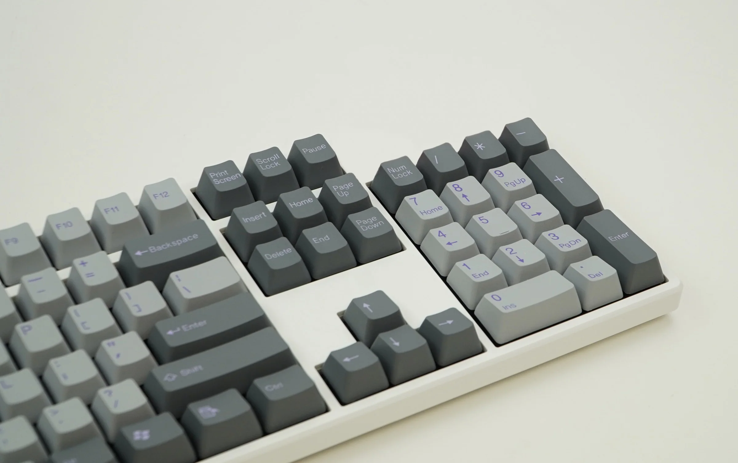 Tai-Hao Grey / Dark Grey w/ Purple Legends 104 Key OEM Profile PBT Double Shot Keycap Set - Image 3