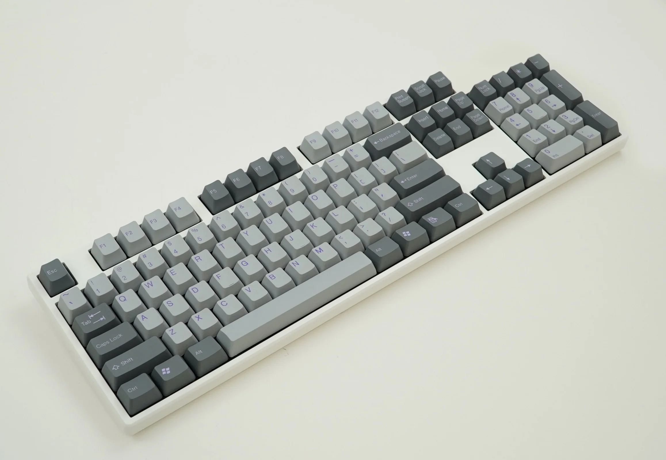 Tai-Hao Grey / Dark Grey w/ Purple Legends 104 Key OEM Profile PBT Double Shot Keycap Set - Image 4